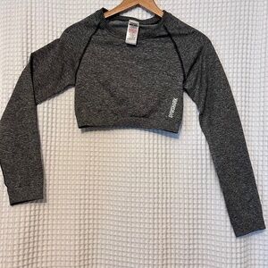 Gym Shark Adapt Seamless Cropped Gray Long Sleeve Top Medium